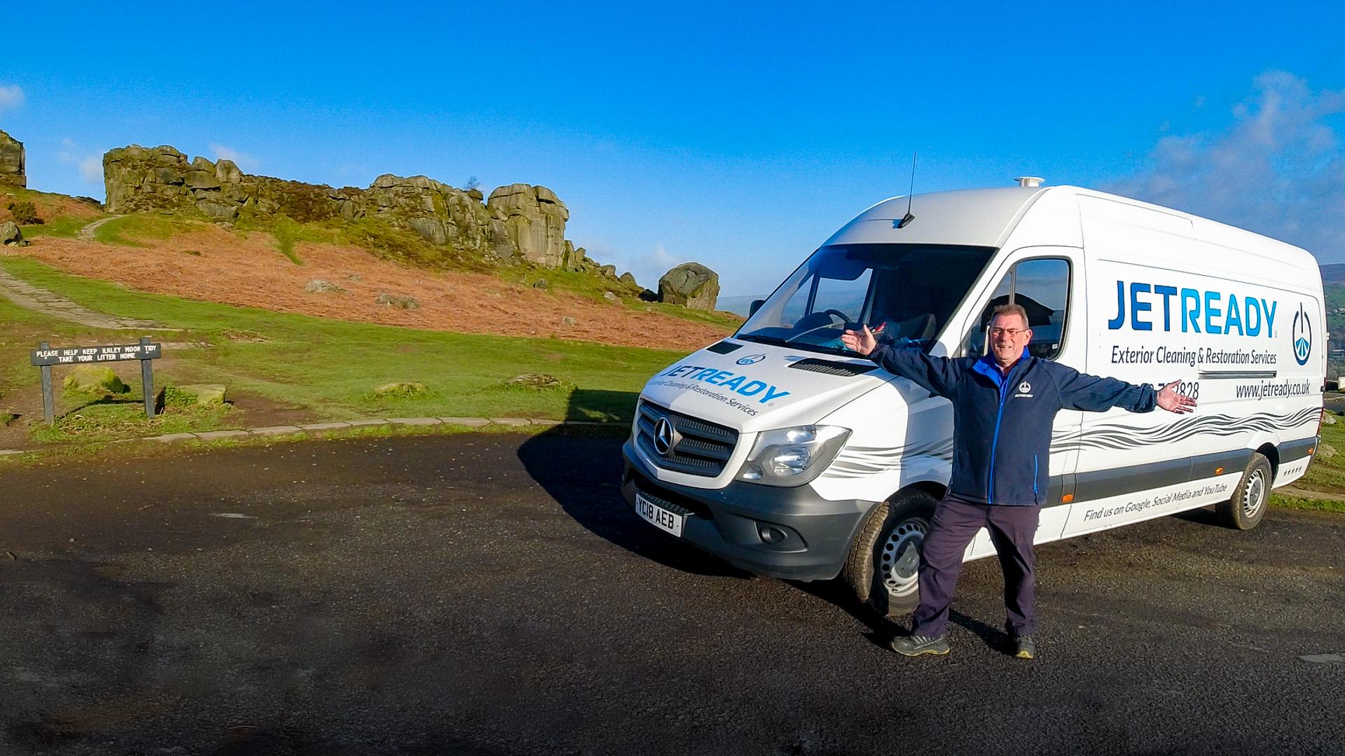 JetReady owner Paul Driver stood next to his van near the Cow and Calf Rocks on Ilkley Moor